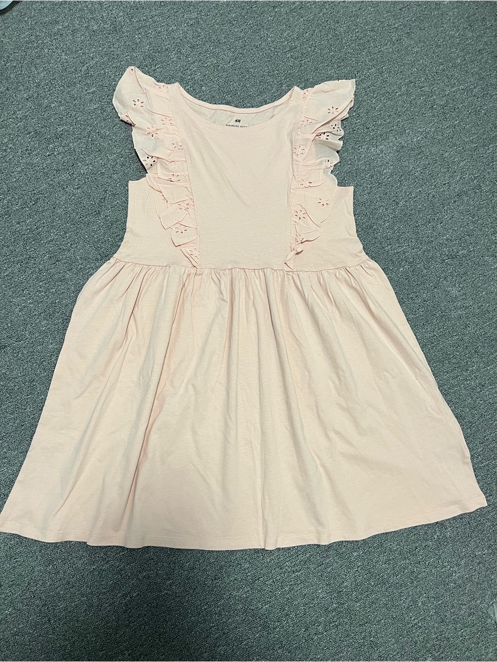 H&M Girl Light Pink Eyelet Ruffle Cotton Dress